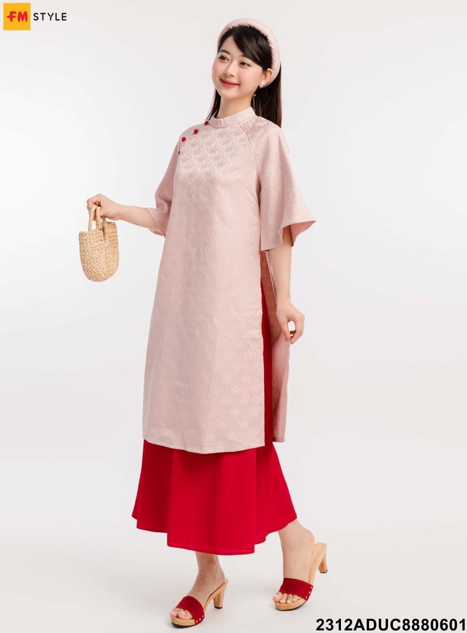 Áo Dài Cách Tân Hương Đẹp - Set ÁO DÀI CÁCH TÂN ( ÁO VÀ Váy ), có thể mix  với váy khác màu tùy thích. 340k + chất liệu : lụa